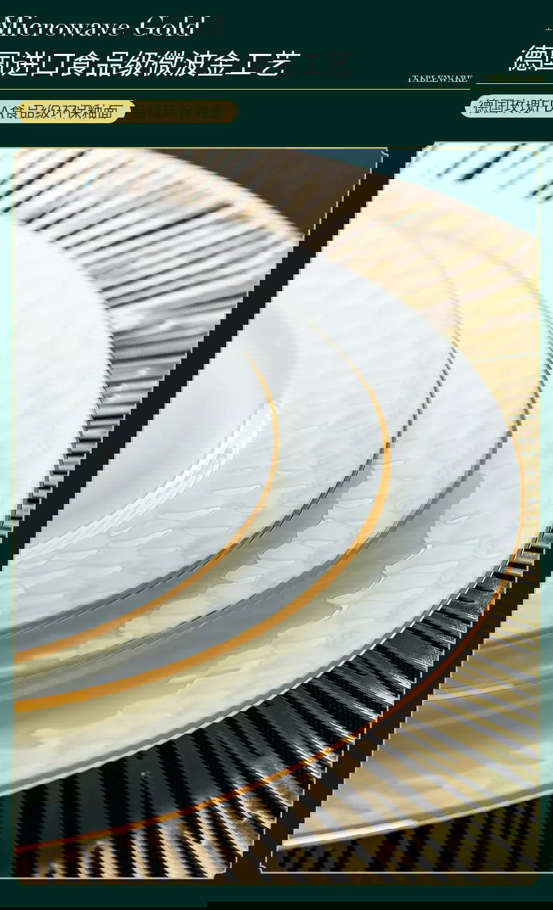 Jingdezhen Ceramic Tableware Set, Hand-painted Phnom Penh Water Cube Creative Bone Porcelain Bowls and Dishes for Home Use - Grand Goldman