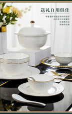 Jingdezhen Ceramic Tableware Set, Hand-painted Phnom Penh Water Cube Creative Bone Porcelain Bowls and Dishes for Home Use - Grand Goldman