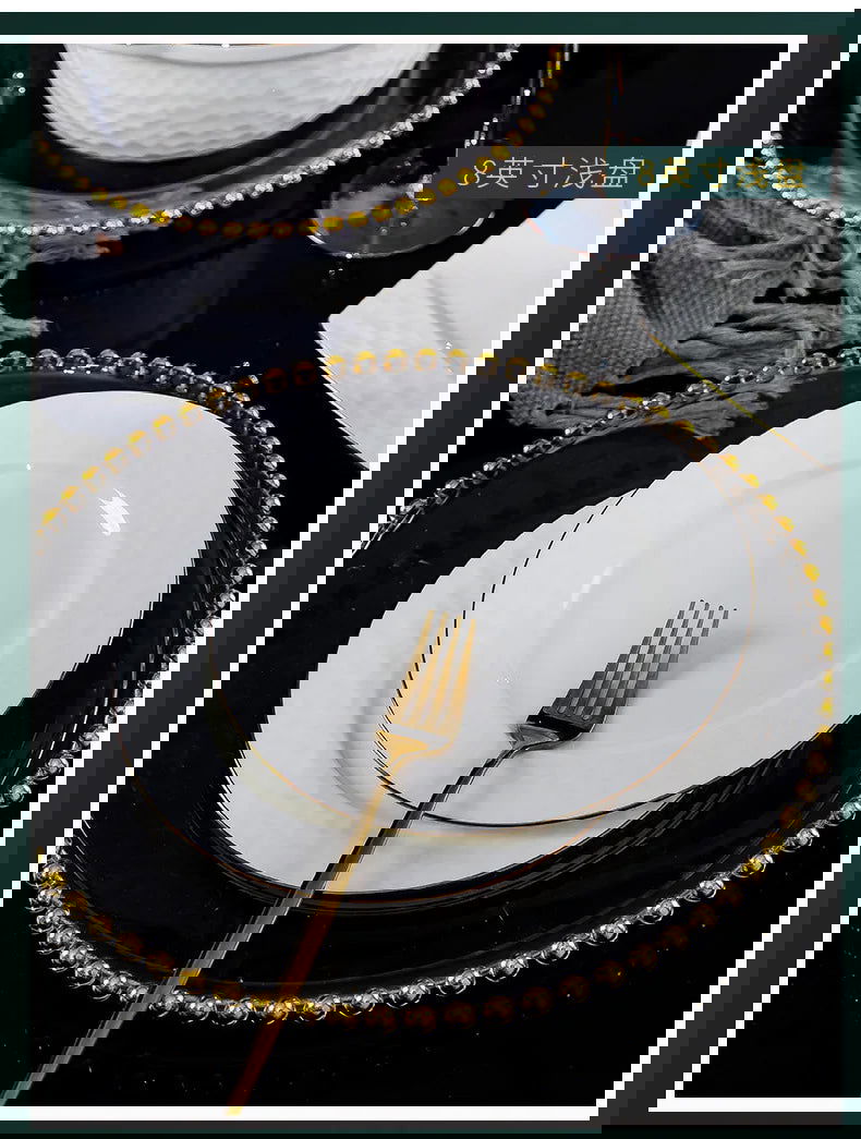 Jingdezhen Ceramic Tableware Set, Hand-painted Phnom Penh Water Cube Creative Bone Porcelain Bowls and Dishes for Home Use - Grand Goldman