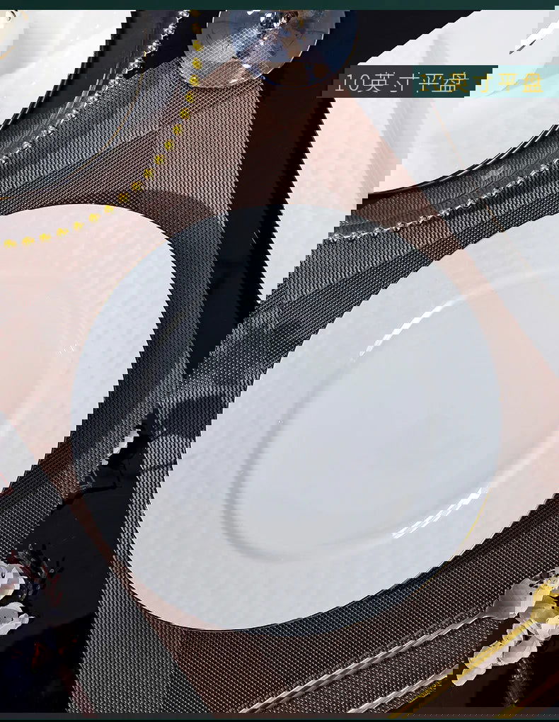 Jingdezhen Ceramic Tableware Set, Hand-painted Phnom Penh Water Cube Creative Bone Porcelain Bowls and Dishes for Home Use - Grand Goldman