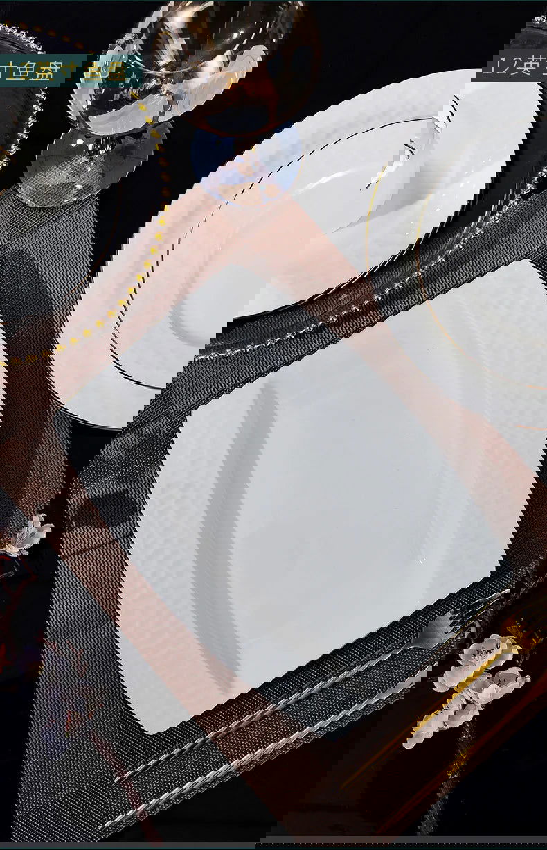 Jingdezhen Ceramic Tableware Set, Hand-painted Phnom Penh Water Cube Creative Bone Porcelain Bowls and Dishes for Home Use - Grand Goldman