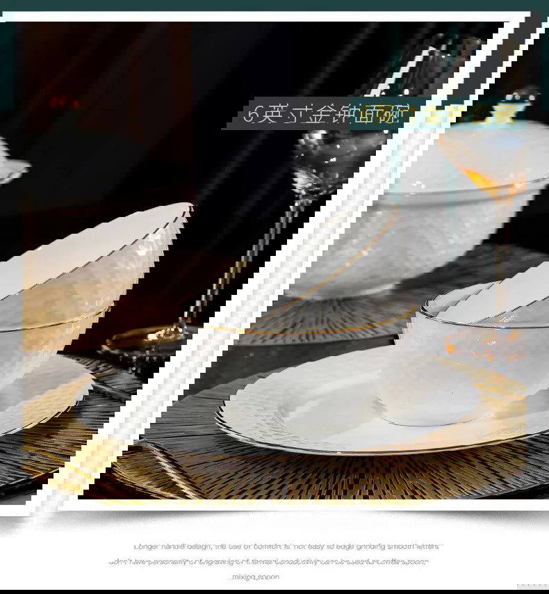 Jingdezhen Ceramic Tableware Set, Hand-painted Phnom Penh Water Cube Creative Bone Porcelain Bowls and Dishes for Home Use - Grand Goldman