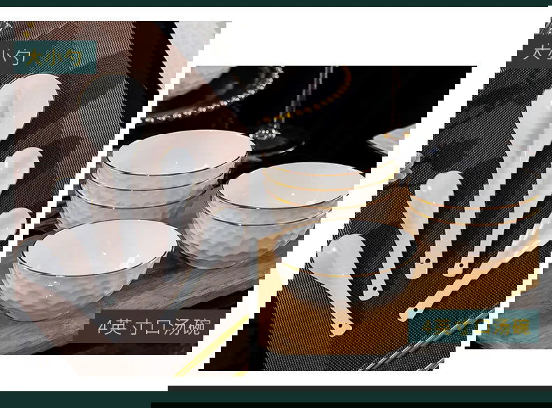 Jingdezhen Ceramic Tableware Set, Hand-painted Phnom Penh Water Cube Creative Bone Porcelain Bowls and Dishes for Home Use - Grand Goldman