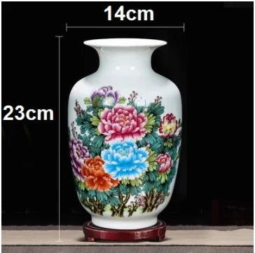 Jingdezhen Ceramic Vases for Home Decor - Traditional Chinese Style Flower Pot Arrangement Tabletop Hand Painted White Pottery Amphora Sakura Decoration - Grand Goldman