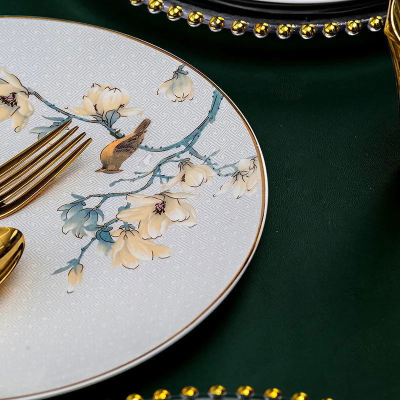 Jingdezhen Chinese style household ceramic bowls, plates, sets, boxes, bone china tableware, bowls, chopsticks, sets, porcelain - Grand Goldman