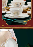 Jingdezhen Chinese style household ceramic bowls, plates, sets, boxes, bone china tableware, bowls, chopsticks, sets, porcelain - Grand Goldman