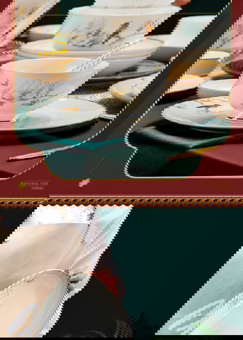 Jingdezhen Chinese style household ceramic bowls, plates, sets, boxes, bone china tableware, bowls, chopsticks, sets, porcelain - Grand Goldman