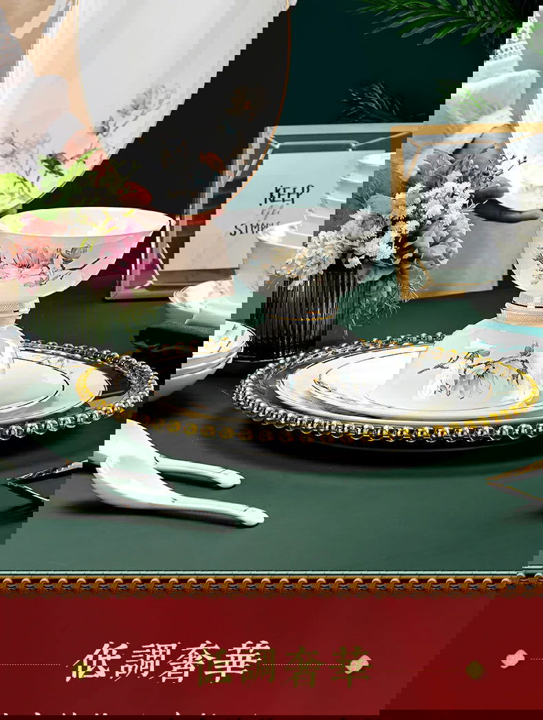 Jingdezhen Chinese style household ceramic bowls, plates, sets, boxes, bone china tableware, bowls, chopsticks, sets, porcelain - Grand Goldman