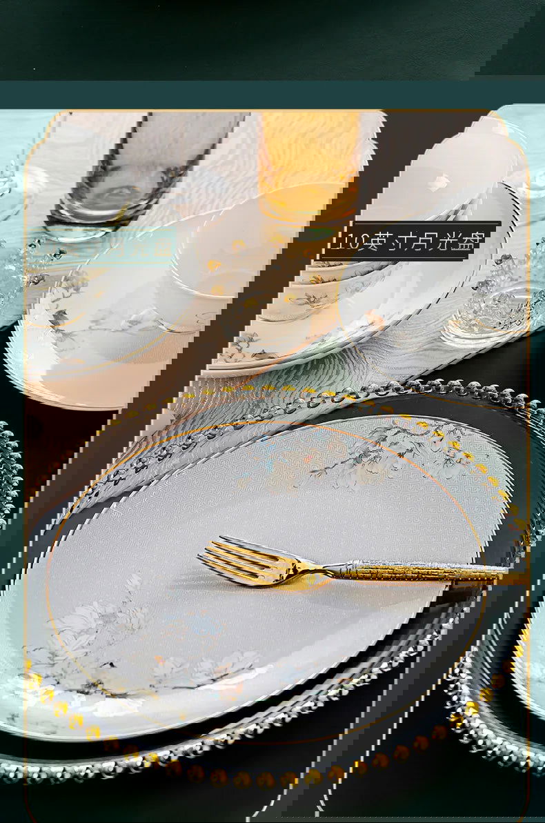 Jingdezhen Chinese style household ceramic bowls, plates, sets, boxes, bone china tableware, bowls, chopsticks, sets, porcelain - Grand Goldman