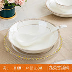 Jingdezhen European Style Simple Gold Border 56 Head Bone Porcelain Tableware Ceramic Bowl and Plate Combination - Grand Goldman
