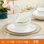 Jingdezhen European Style Simple Gold Border 56 Head Bone Porcelain Tableware Ceramic Bowl and Plate Combination - Grand Goldman