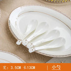 Jingdezhen European Style Simple Gold Border 56 Head Bone Porcelain Tableware Ceramic Bowl and Plate Combination - Grand Goldman