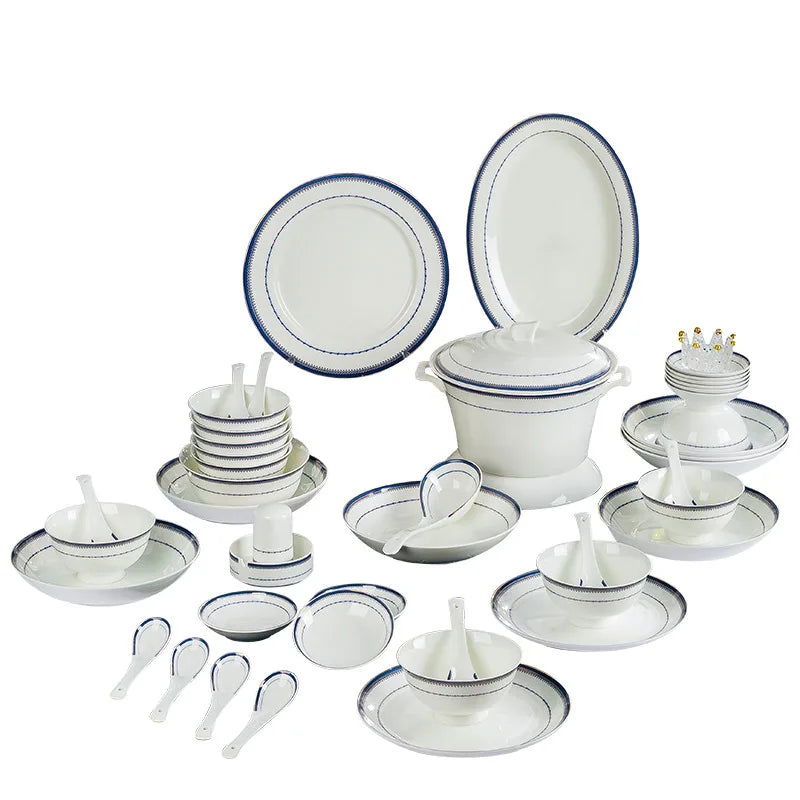 Jingdezhen European style bone porcelain household utensils, ceramic tableware, minimalist set of dishes and plates - Grand Goldman