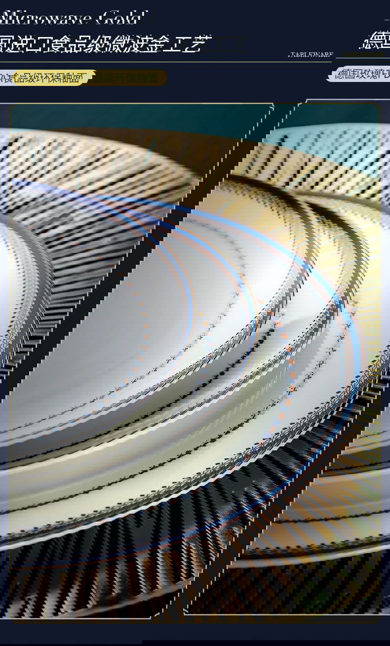 Jingdezhen European style bone porcelain household utensils, ceramic tableware, minimalist set of dishes and plates - Grand Goldman