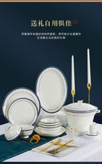 Jingdezhen European style bone porcelain household utensils, ceramic tableware, minimalist set of dishes and plates - Grand Goldman