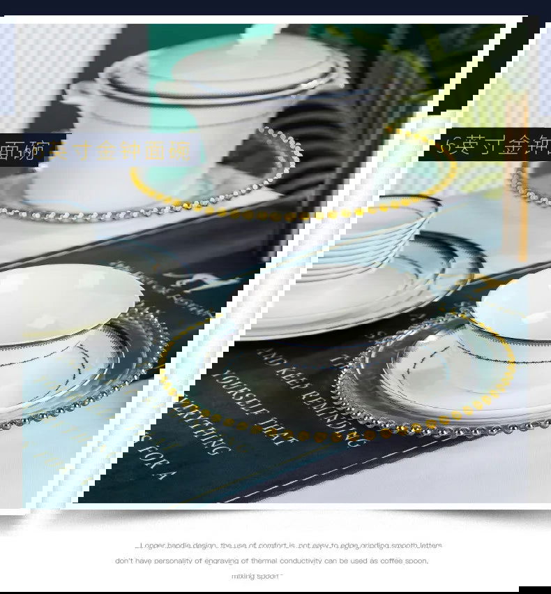 Jingdezhen European style bone porcelain household utensils, ceramic tableware, minimalist set of dishes and plates - Grand Goldman