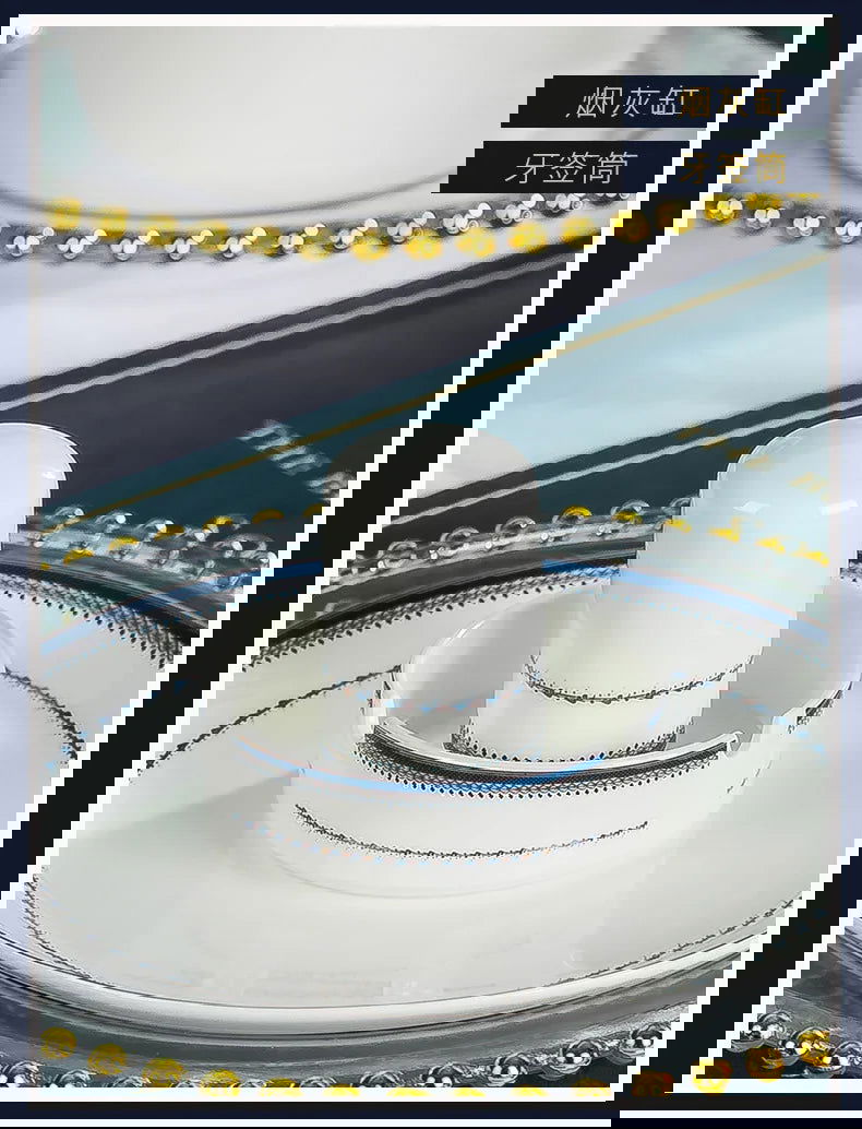 Jingdezhen European style bone porcelain household utensils, ceramic tableware, minimalist set of dishes and plates - Grand Goldman