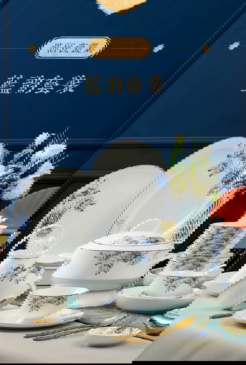 Jingdezhen Household Ceramic Bowls, Tableware Set, Bowls, Dishes, Chinese Bone Porcelain Tableware - Grand Goldman