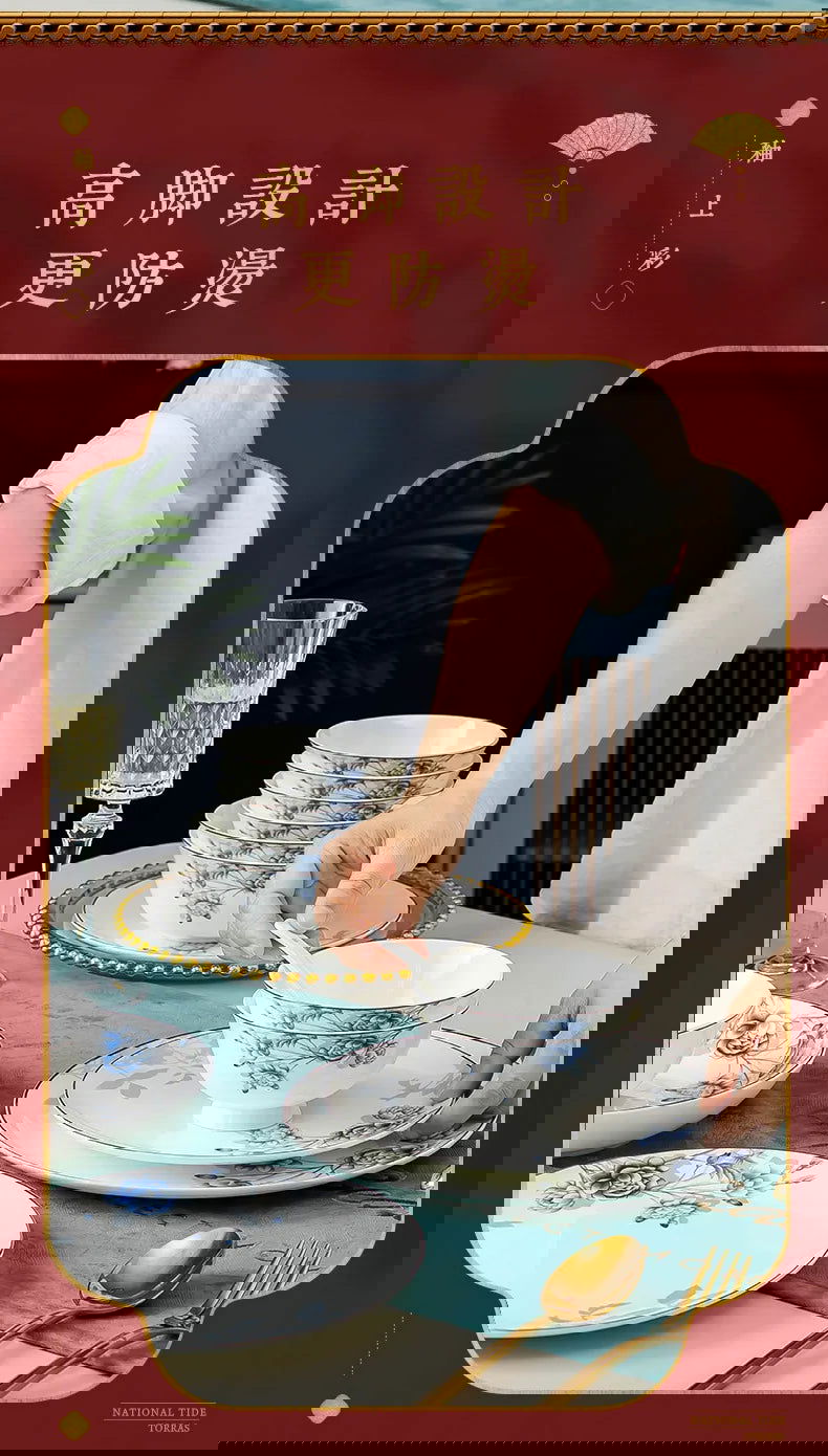 Jingdezhen Household Ceramic Bowls, Tableware Set, Bowls, Dishes, Chinese Bone Porcelain Tableware - Grand Goldman