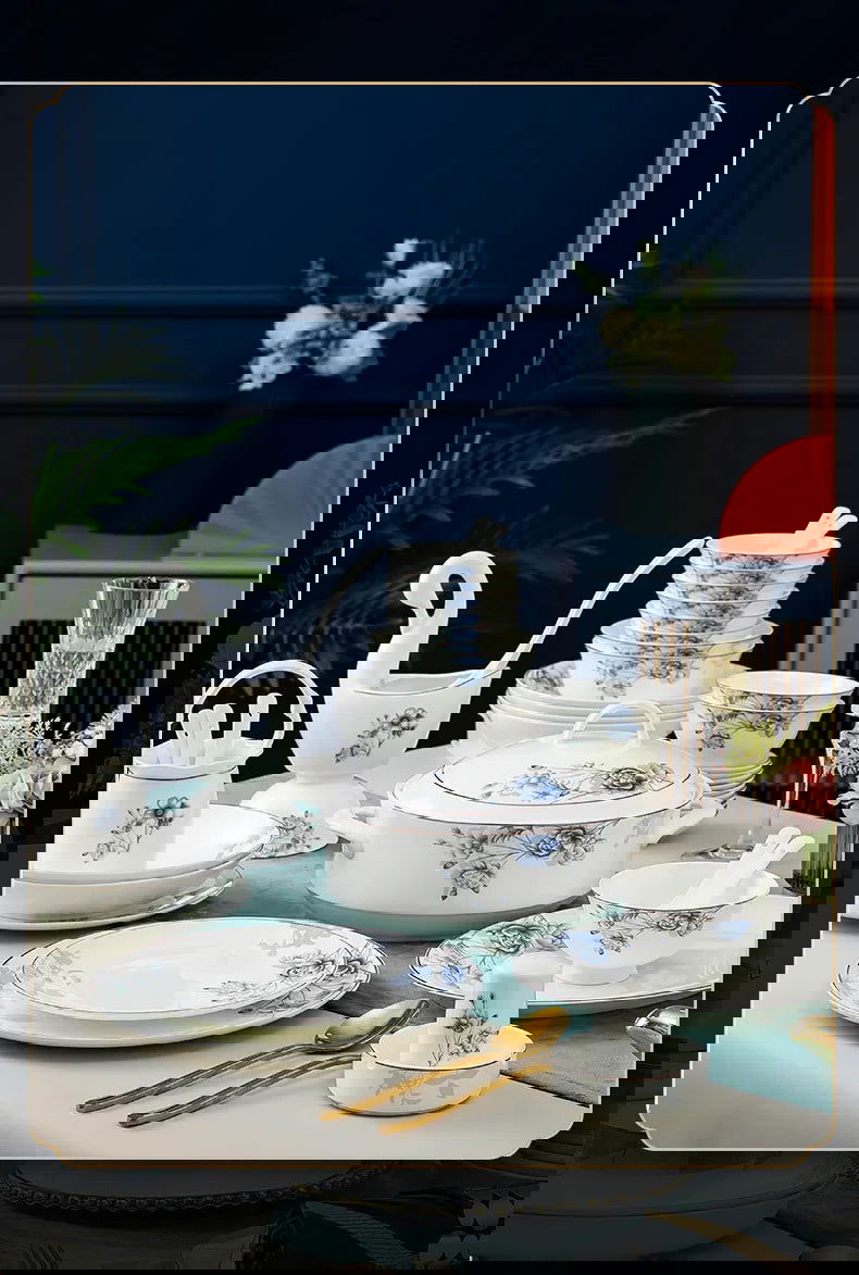 Jingdezhen Household Ceramic Bowls, Tableware Set, Bowls, Dishes, Chinese Bone Porcelain Tableware - Grand Goldman