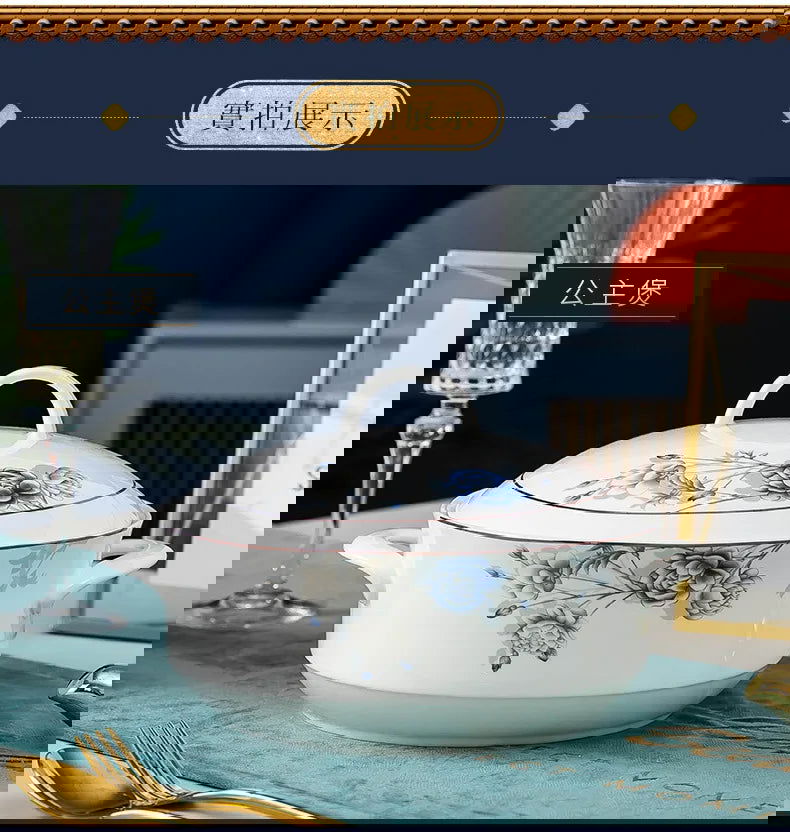 Jingdezhen Household Ceramic Bowls, Tableware Set, Bowls, Dishes, Chinese Bone Porcelain Tableware - Grand Goldman
