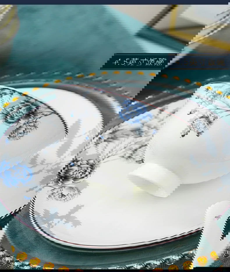 Jingdezhen Household Ceramic Bowls, Tableware Set, Bowls, Dishes, Chinese Bone Porcelain Tableware - Grand Goldman