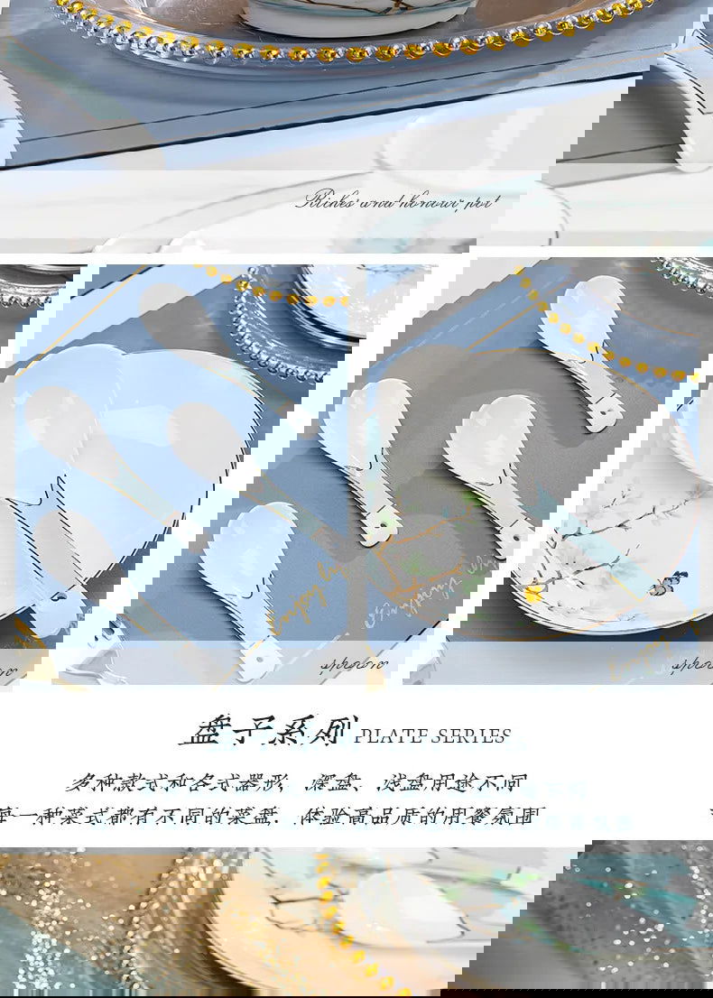 Jingdezhen New Chinese Ceramic Bowls, Dishes, Bone Porcelain Tableware, Bowls, Chopsticks Set, Household Use - Grand Goldman