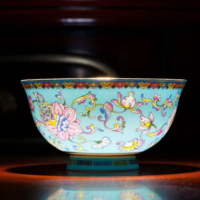 Jingdezhen bowl and dish set palace bowl enamel color ceramic tableware set bone tableware set plate combination - Grand Goldman