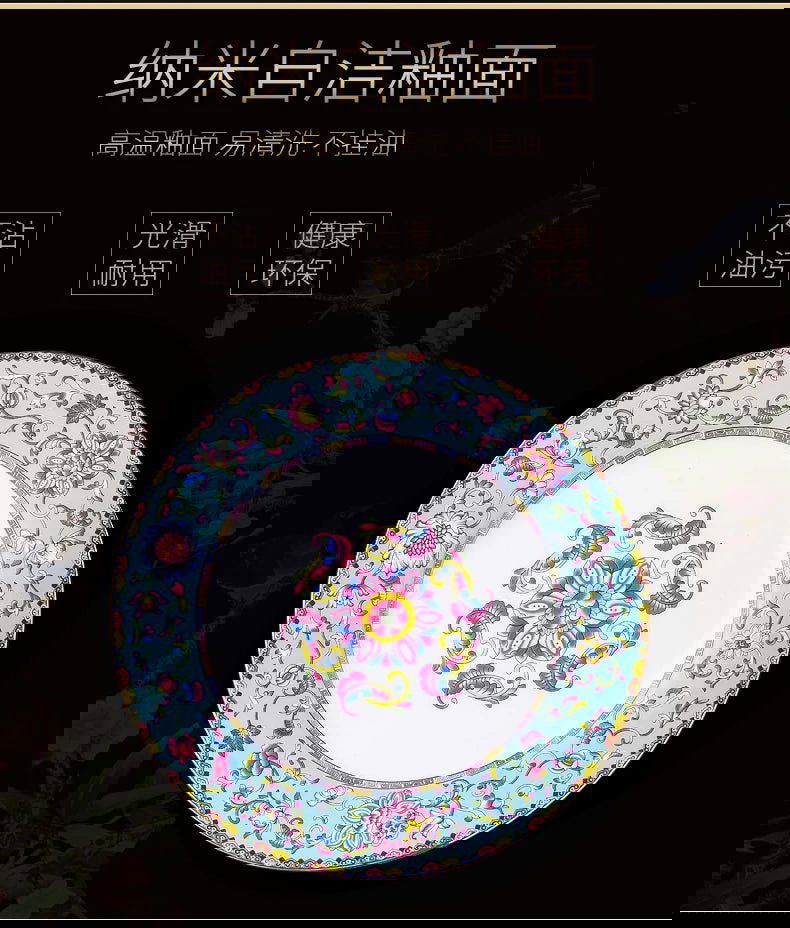 Jingdezhen bowl and dish set palace bowl enamel color ceramic tableware set bone tableware set plate combination - Grand Goldman