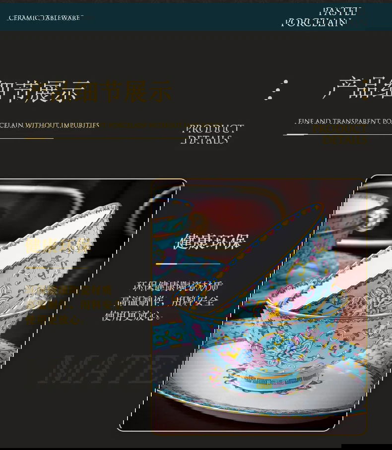 Jingdezhen bowl and dish set palace bowl enamel color ceramic tableware set bone tableware set plate combination - Grand Goldman