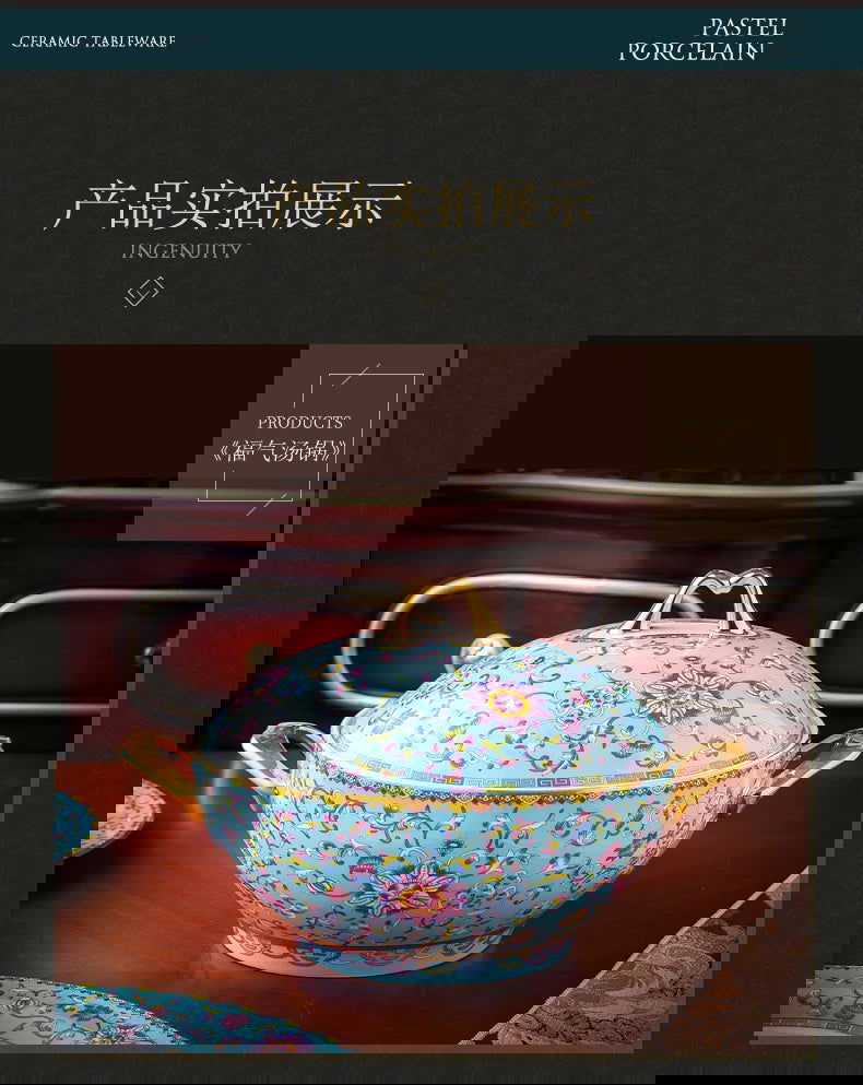 Jingdezhen bowl and dish set palace bowl enamel color ceramic tableware set bone tableware set plate combination - Grand Goldman