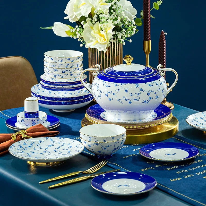 Jingdezhen ceramic tableware, bowl and plate combination set, bone china tableware for household use - Grand Goldman