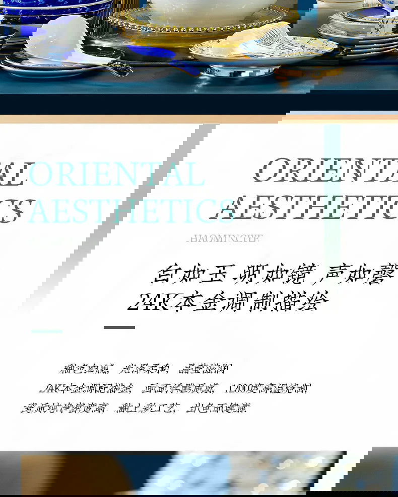 Jingdezhen ceramic tableware, bowl and plate combination set, bone china tableware for household use - Grand Goldman