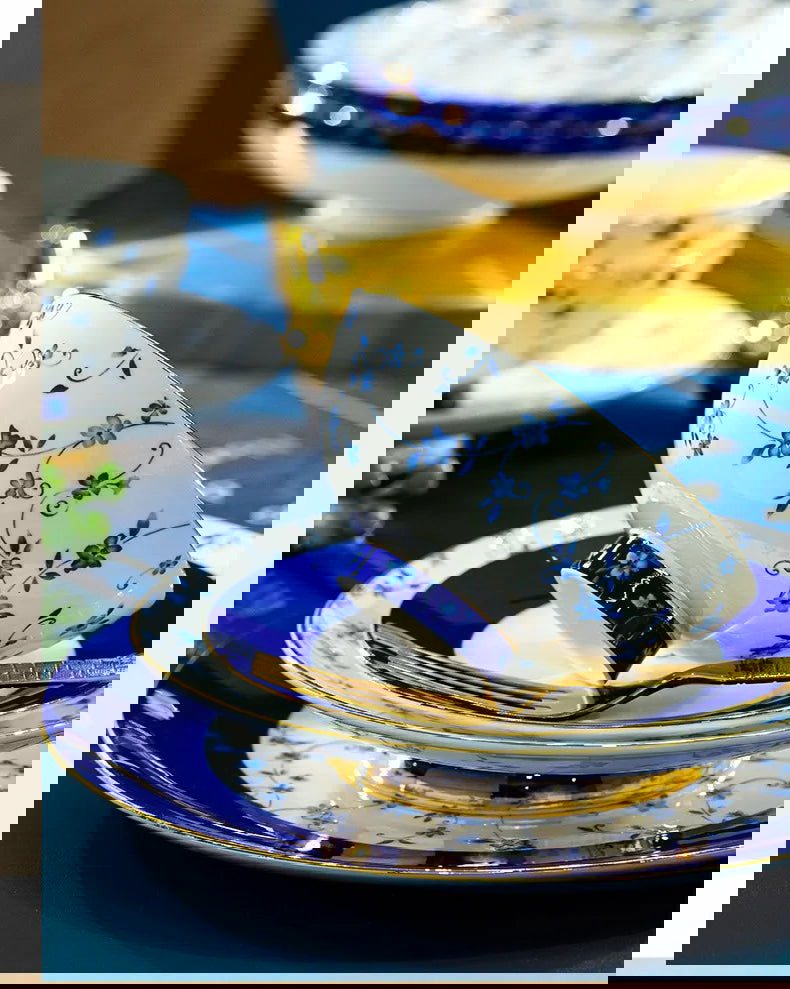 Jingdezhen ceramic tableware, bowl and plate combination set, bone china tableware for household use - Grand Goldman