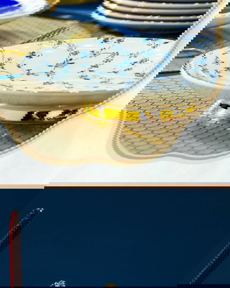 Jingdezhen ceramic tableware, bowl and plate combination set, bone china tableware for household use - Grand Goldman