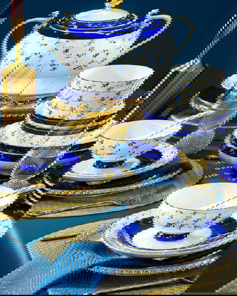 Jingdezhen ceramic tableware, bowl and plate combination set, bone china tableware for household use - Grand Goldman