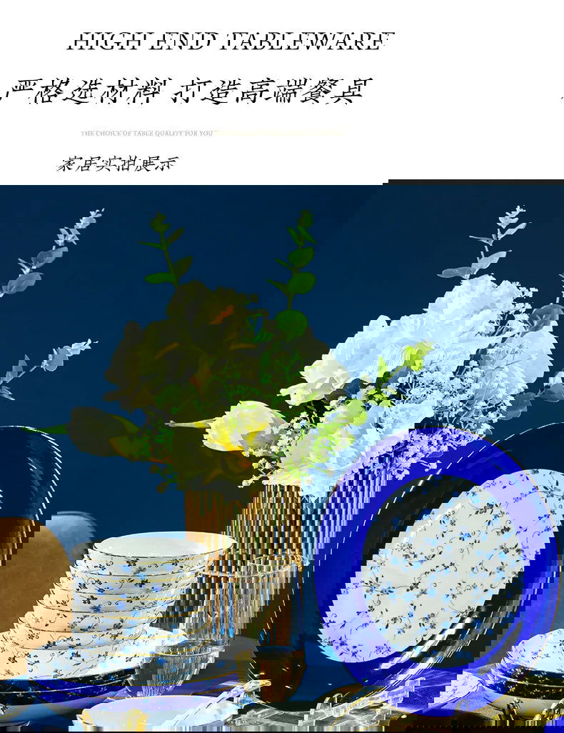 Jingdezhen ceramic tableware, bowl and plate combination set, bone china tableware for household use - Grand Goldman
