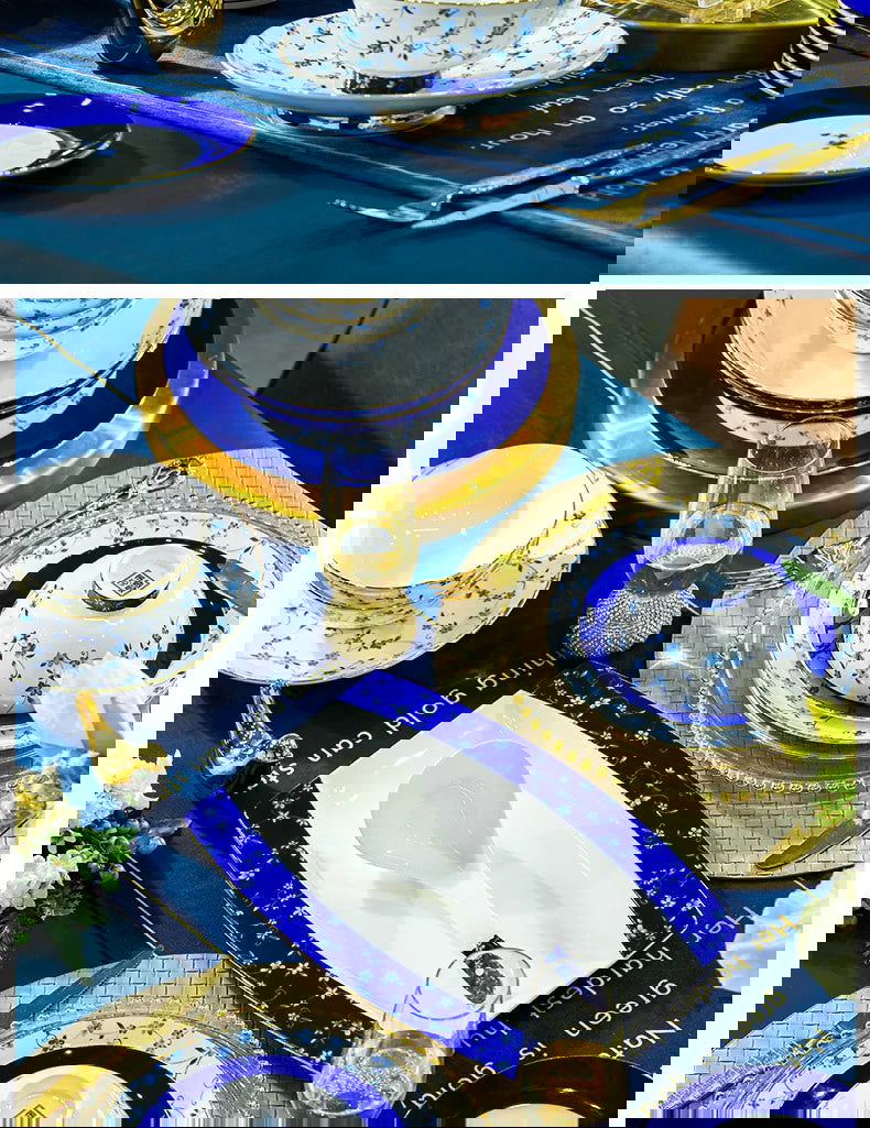 Jingdezhen ceramic tableware, bowl and plate combination set, bone china tableware for household use - Grand Goldman