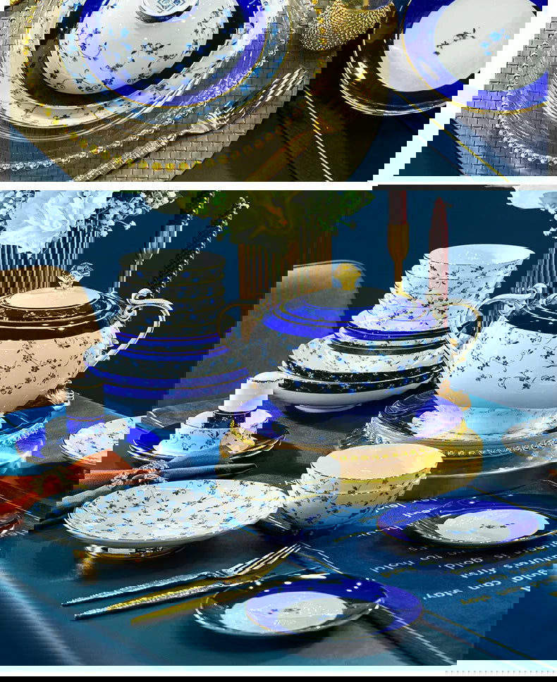 Jingdezhen ceramic tableware, bowl and plate combination set, bone china tableware for household use - Grand Goldman