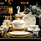 Jingdezhen dish set housewarming tableware set bowl and plate ceramic tableware set light luxury plate bowl - Grand Goldman