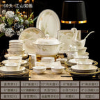 Jingdezhen dish set housewarming tableware set bowl and plate ceramic tableware set light luxury plate bowl - Grand Goldman