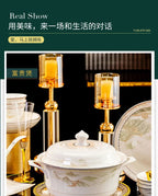 Jingdezhen dish set housewarming tableware set bowl and plate ceramic tableware set light luxury plate bowl - Grand Goldman
