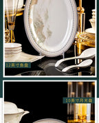 Jingdezhen dish set housewarming tableware set bowl and plate ceramic tableware set light luxury plate bowl - Grand Goldman