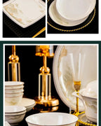 Jingdezhen dish set housewarming tableware set bowl and plate ceramic tableware set light luxury plate bowl - Grand Goldman