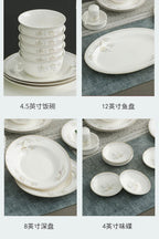 Jingdezhen porcelain tableware set household high-grade bone china ceramic dishes and bowls set - Grand Goldman
