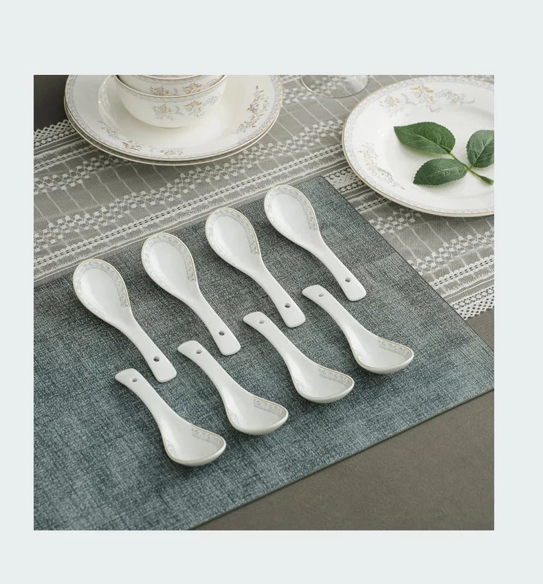 Jingdezhen porcelain tableware set household high-grade bone china ceramic dishes and bowls set - Grand Goldman