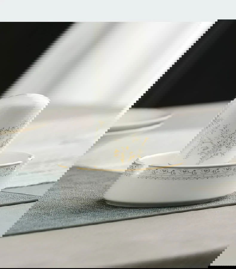 Jingdezhen porcelain tableware set household high-grade bone china ceramic dishes and bowls set - Grand Goldman