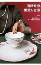 Jingdezhen tableware set, birds and phoenix dishes set, household light luxury and high-end - Grand Goldman