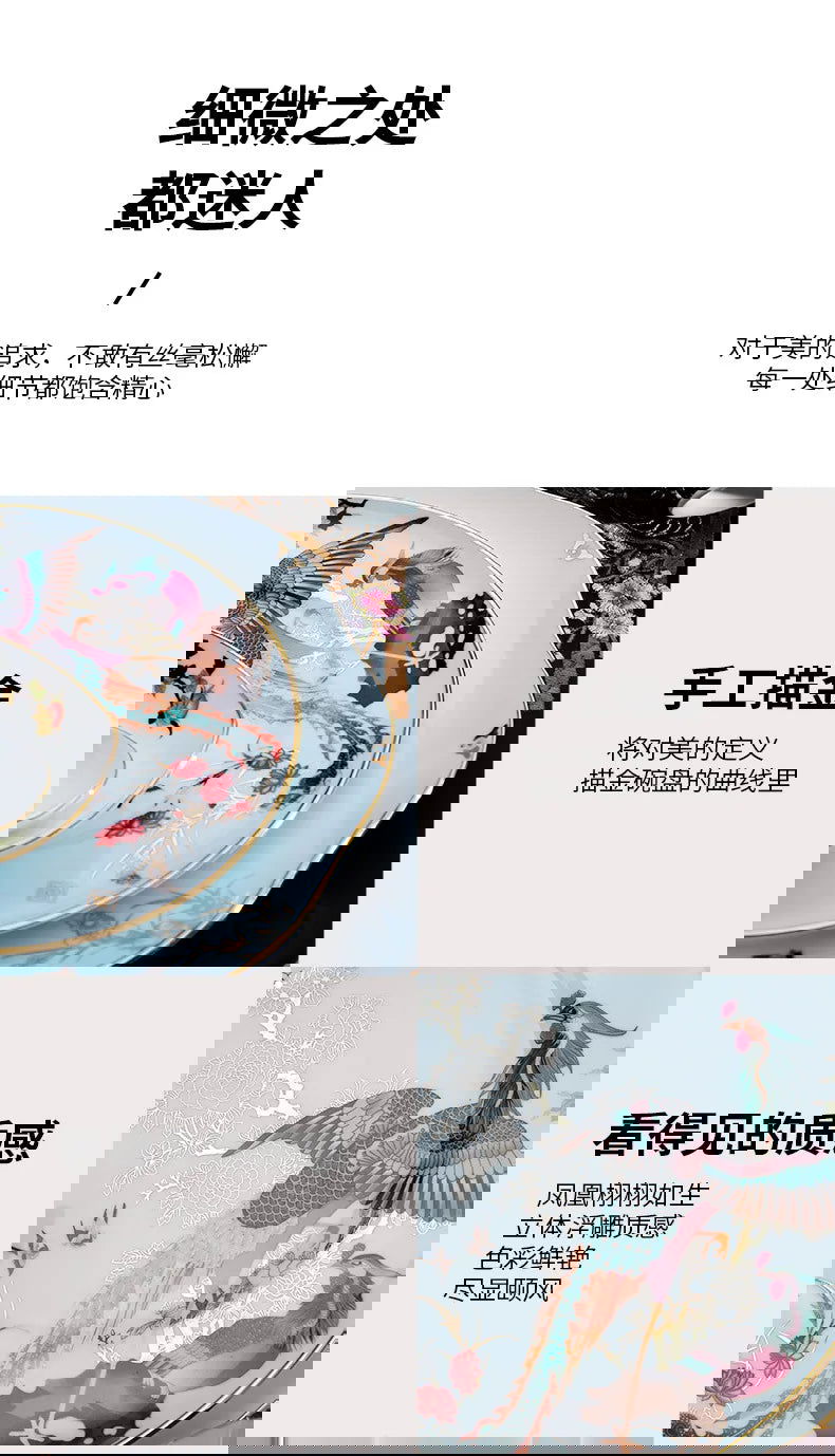 Jingdezhen tableware set, birds and phoenix dishes set, household light luxury and high-end - Grand Goldman