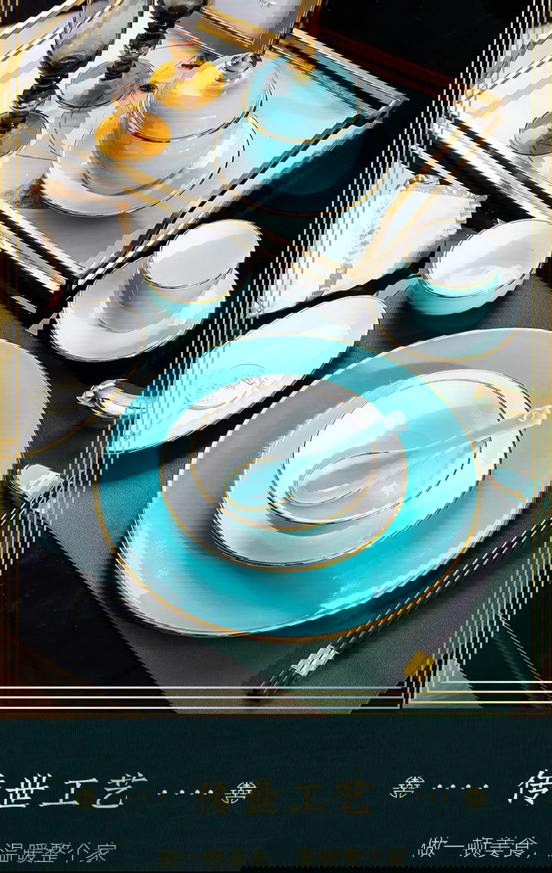 Jingdezhen tableware set, hotel tableware, dishes, gifts, handmade gilt edged dining plates, household dining plates - Grand Goldman